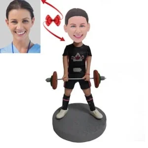 Female weightlifter bobblehead
